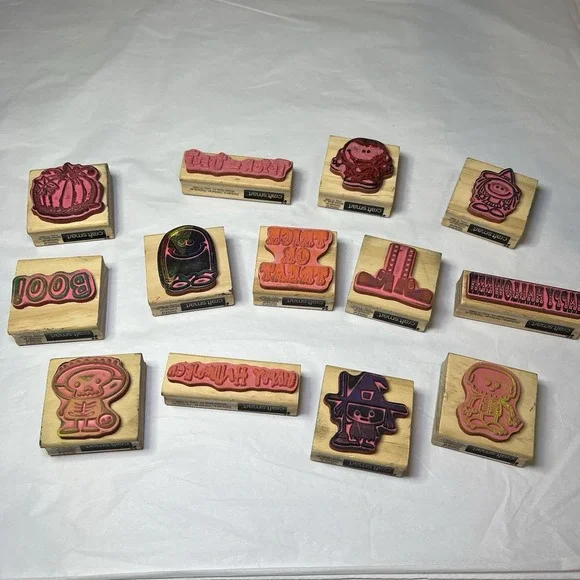 Craft Smart Lot of 13 Popular HALLOWEEN Rubber Stamps Mixed Set Fall Trick Treat - Picture 2 of 4